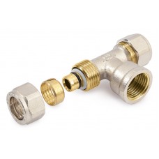 Vernikkeld T-stuk Knel x Binnendraad 1"x32